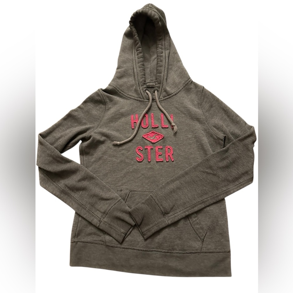Hollister Dark Gray Hoodie with Subtle Pink Accents